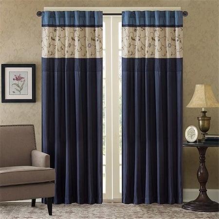 Madison Park Madison Park MP40-4209 50 x 84 in. Serene Embroidered Window Panel - Navy MP40-4209